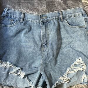 SHEIN Blue Distressed Jean Shorts